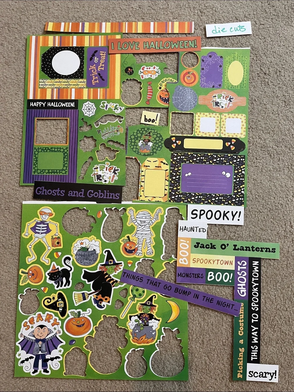 Halloween Scrapbooking Bundle | 15 Sheets 12x12 Paper, Stickers & Die Cuts